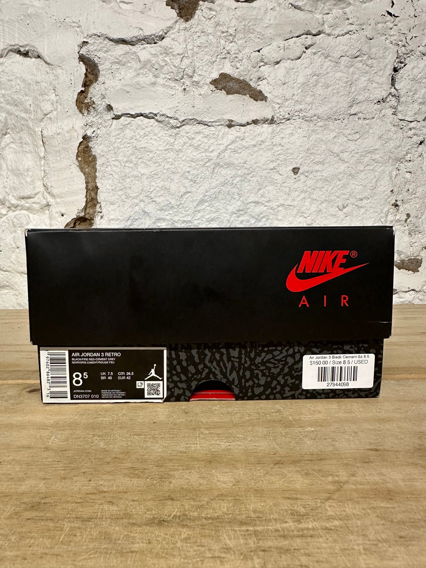 Air Jordan 3 Black Cement Sz 8.5