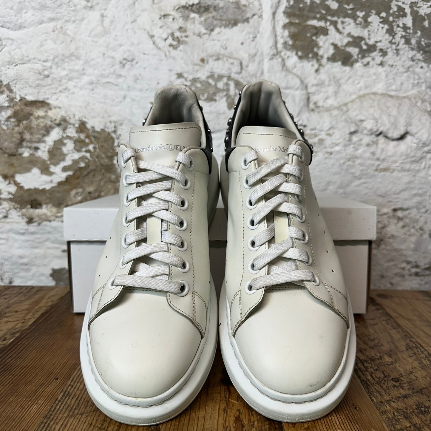 Alexander Mcqueen Black Studded Tab White Sneaker Sz 10 (43) No Box