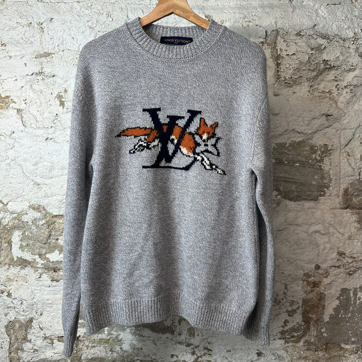 Louis Vuitton Fox Logo Wool Grey Sweater Sz M