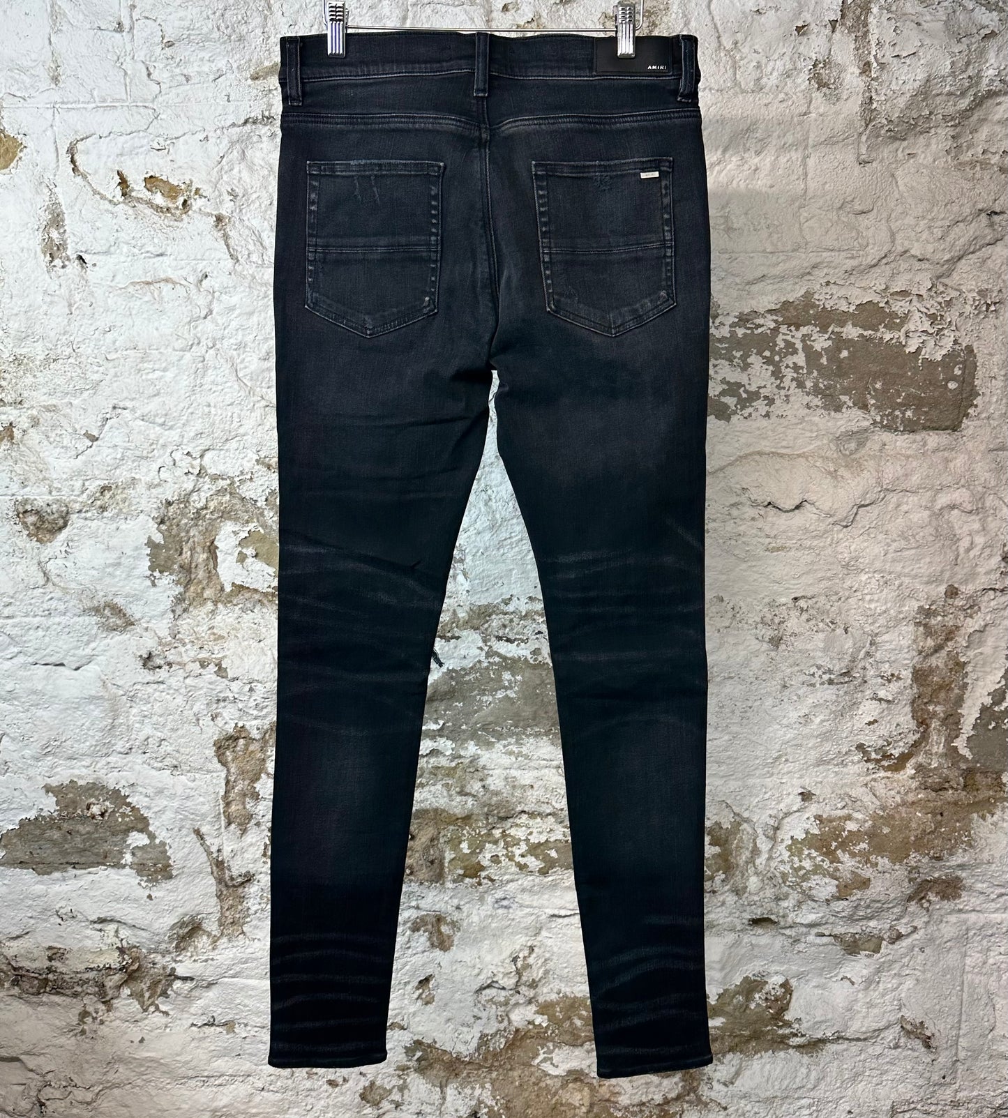 Amiri MX1 Cracked Blue Black Denim Jeans Sz 32