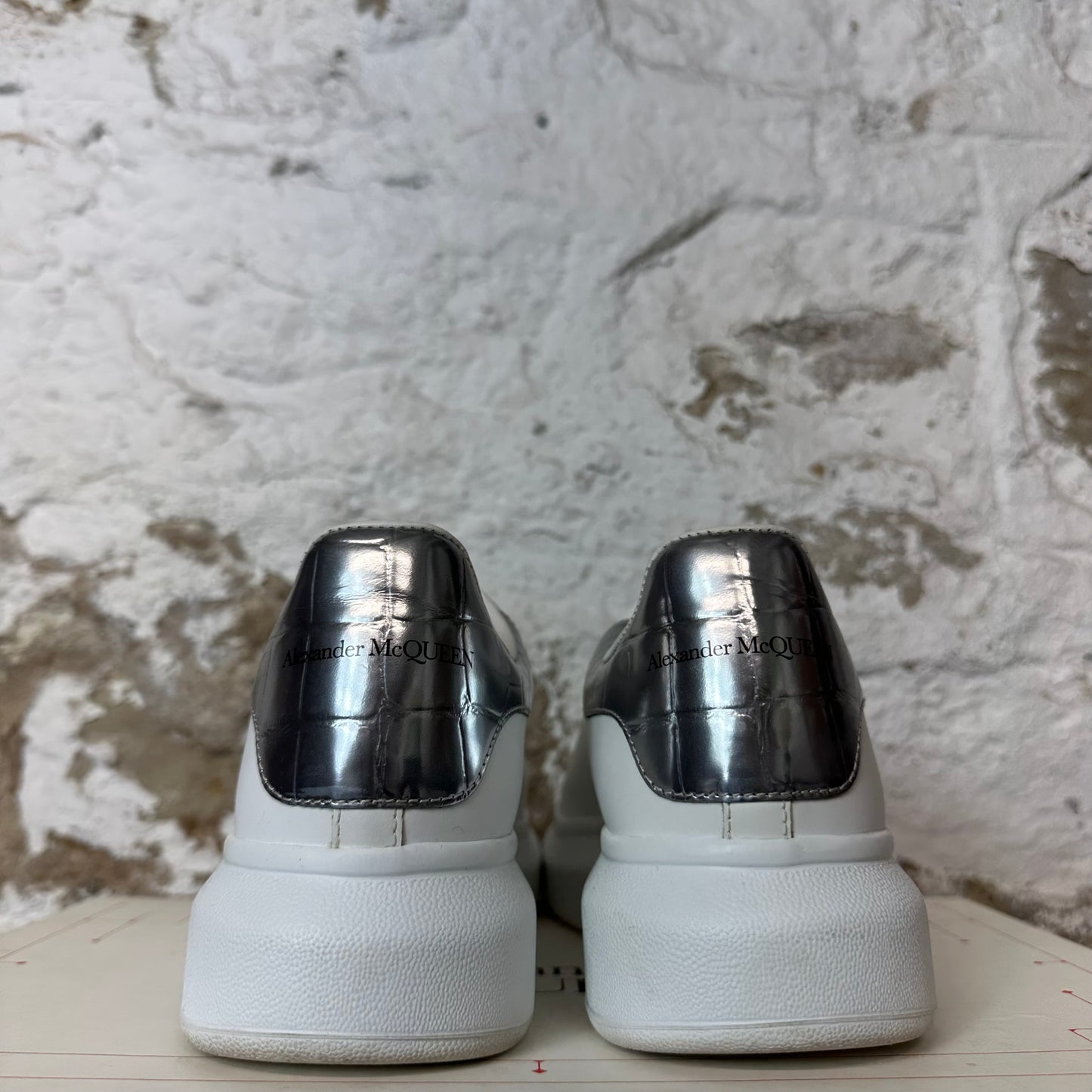 Alexander Mcqueen Silver Croc Tab White Sneaker Sz 8.5 (41.5)