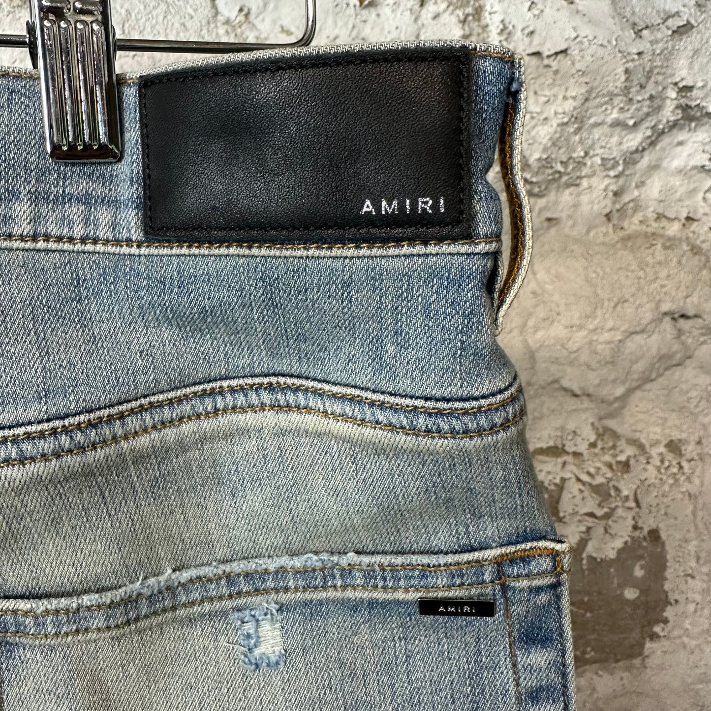 Amiri Varsity Eagle Patch Blue Denim Jeans Sz 31