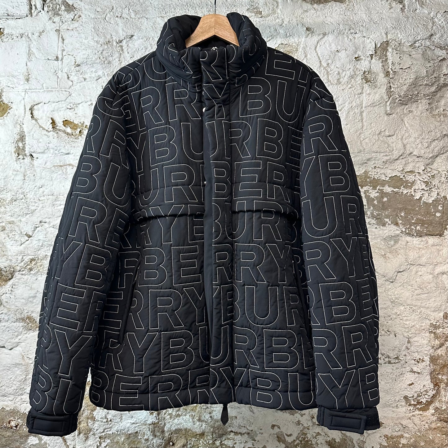 Burberry Monogram Quilted Nylon Jacket Black Sz XL