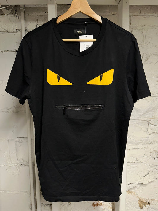 Fendi Monster Eyes Black T-Shirt Sz M