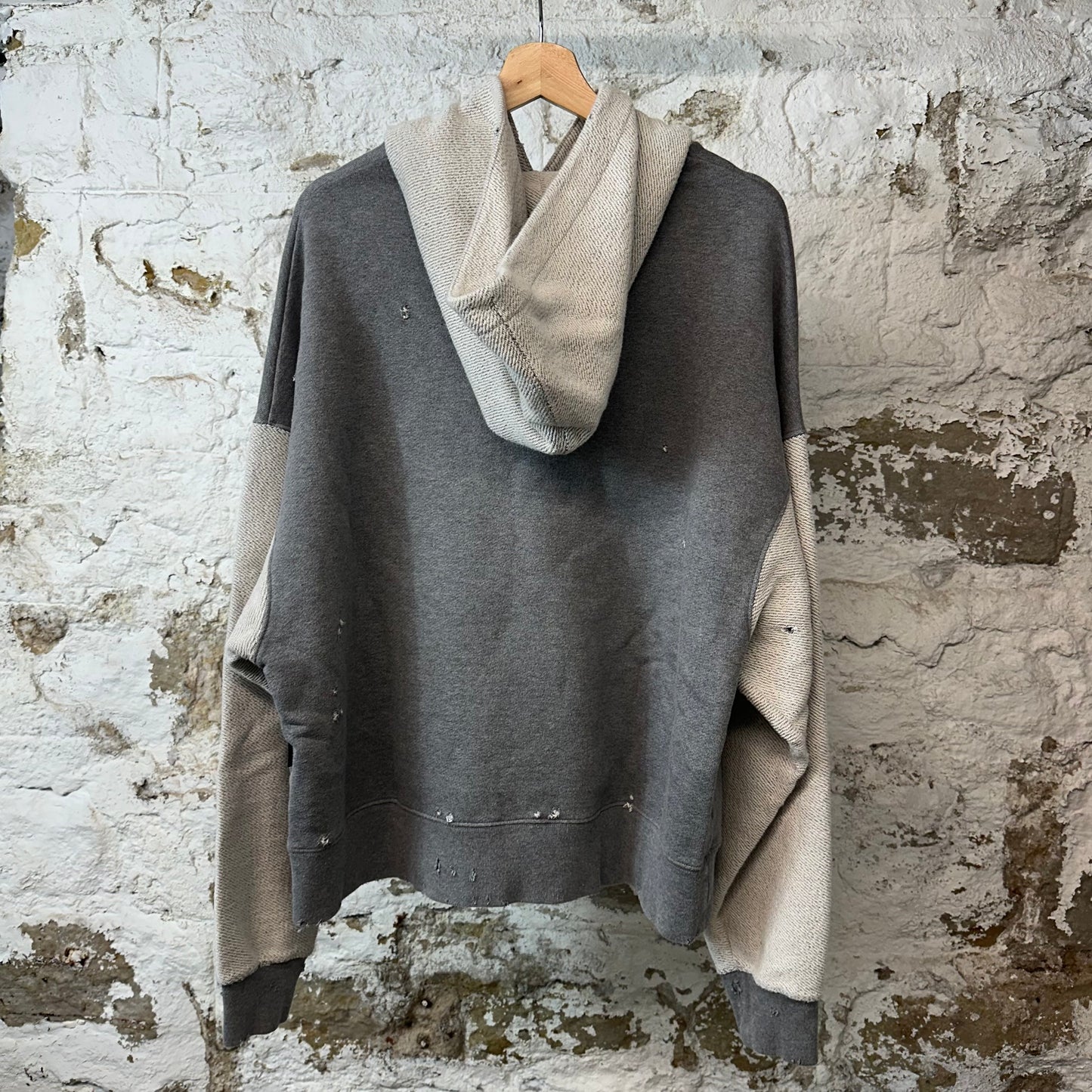 Palm Angels Cracked Spell Gray Patchwork Hoodie Sz S