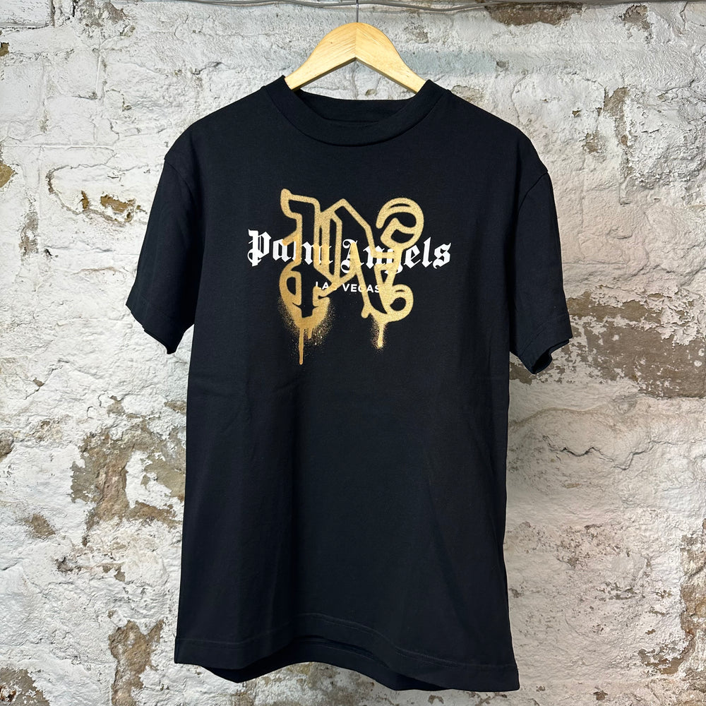 Palm Angels Gold PA Vegas T-shirt Black Sz S