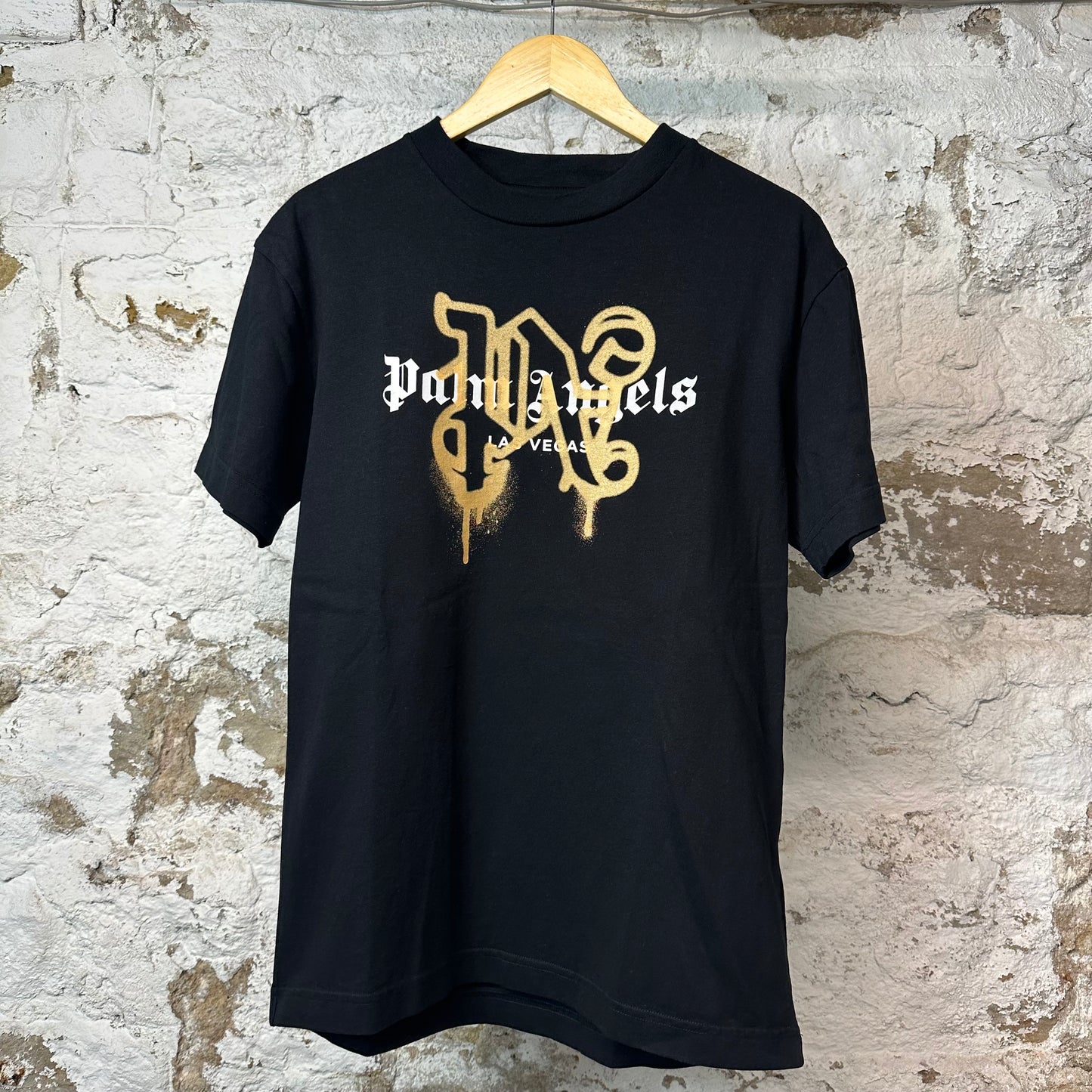 Palm Angels Gold PA Vegas T-shirt Black Sz S
