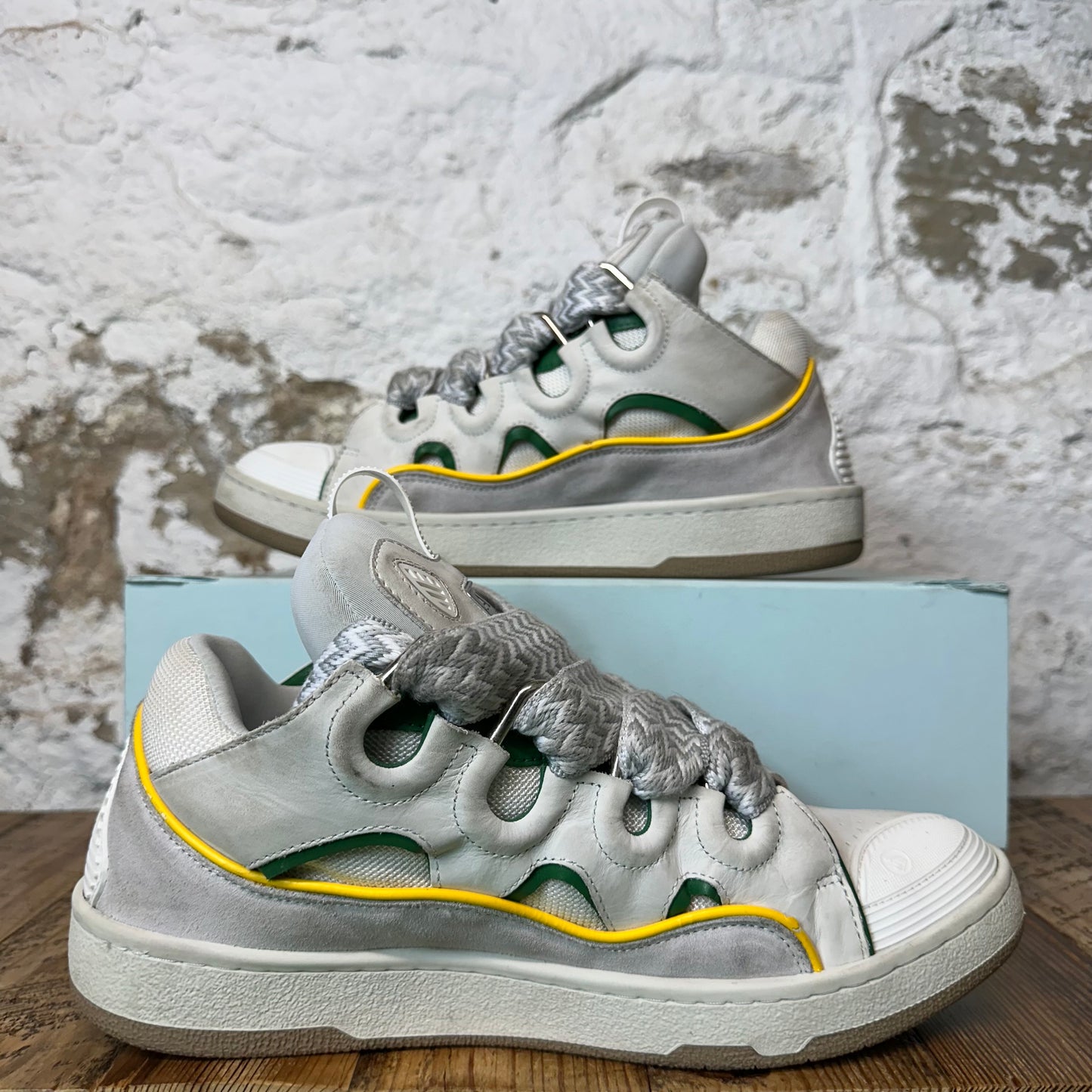 Lanvin Curb Gray White Lace Cream Sneaker Sz 11 (44)