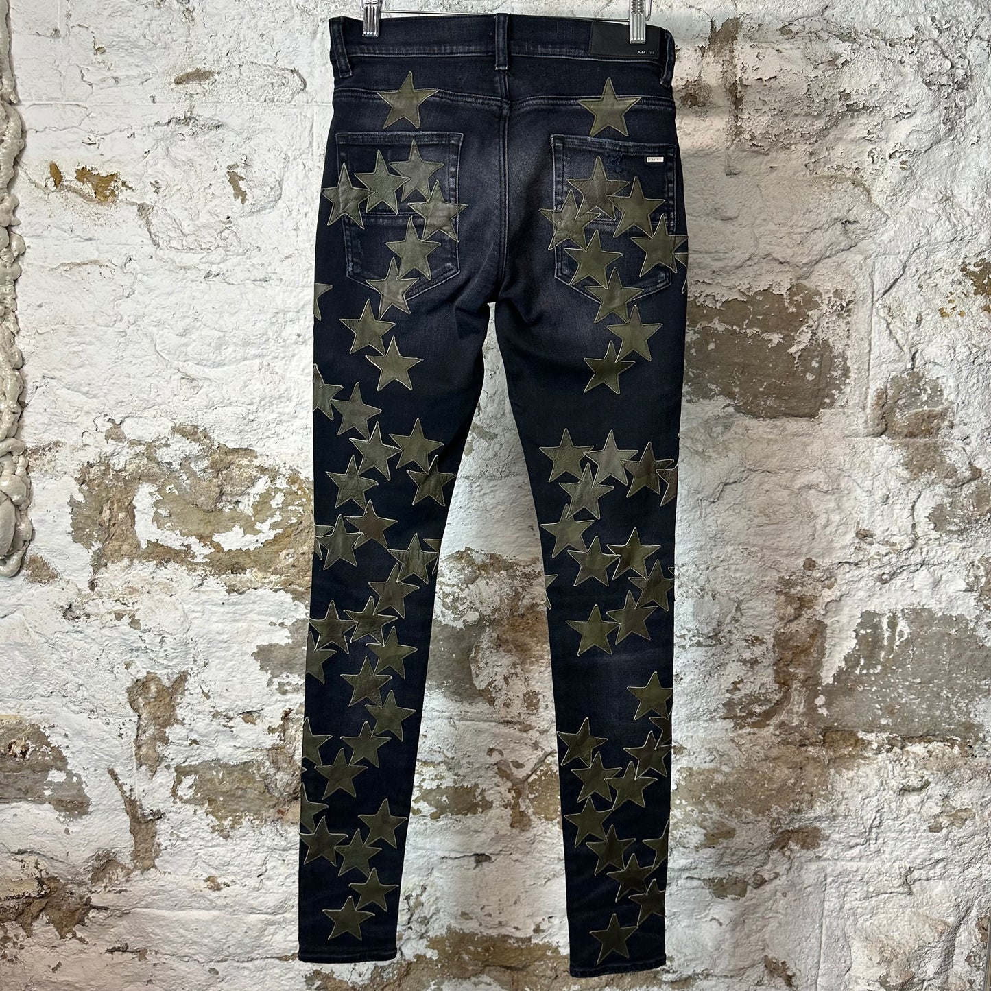 Amiri Green Star Chemist Black Denim Jeans Sz 28