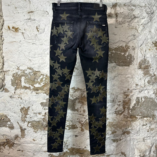 Amiri Green Star Chemist Black Denim Jeans Sz 28