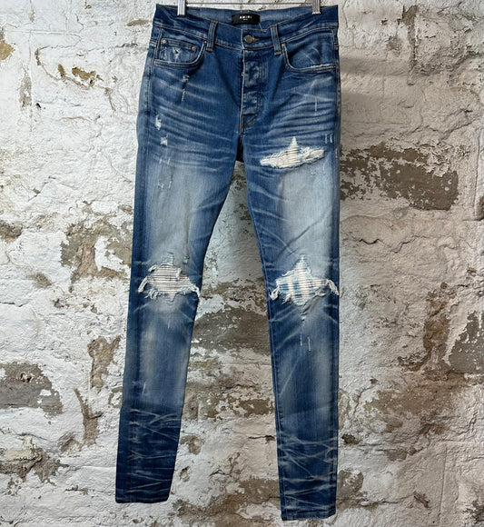 Amiri MX1 Sky Blue Cream Blue Denim Jeans Sz 31