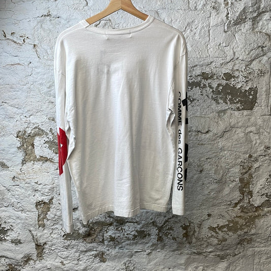 CDG Sleeve Logos L/s White Sz XL