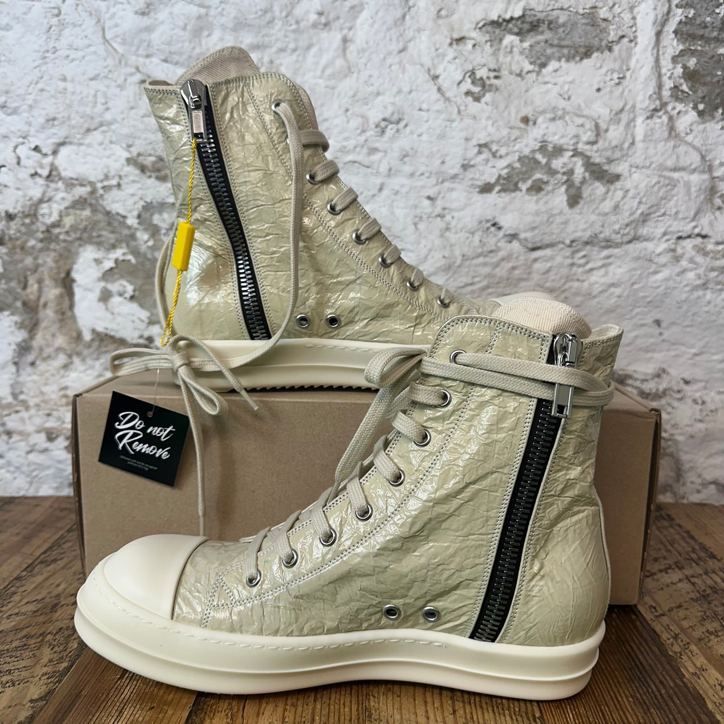 Rick Owens Parchment Milk High Top Sneaker