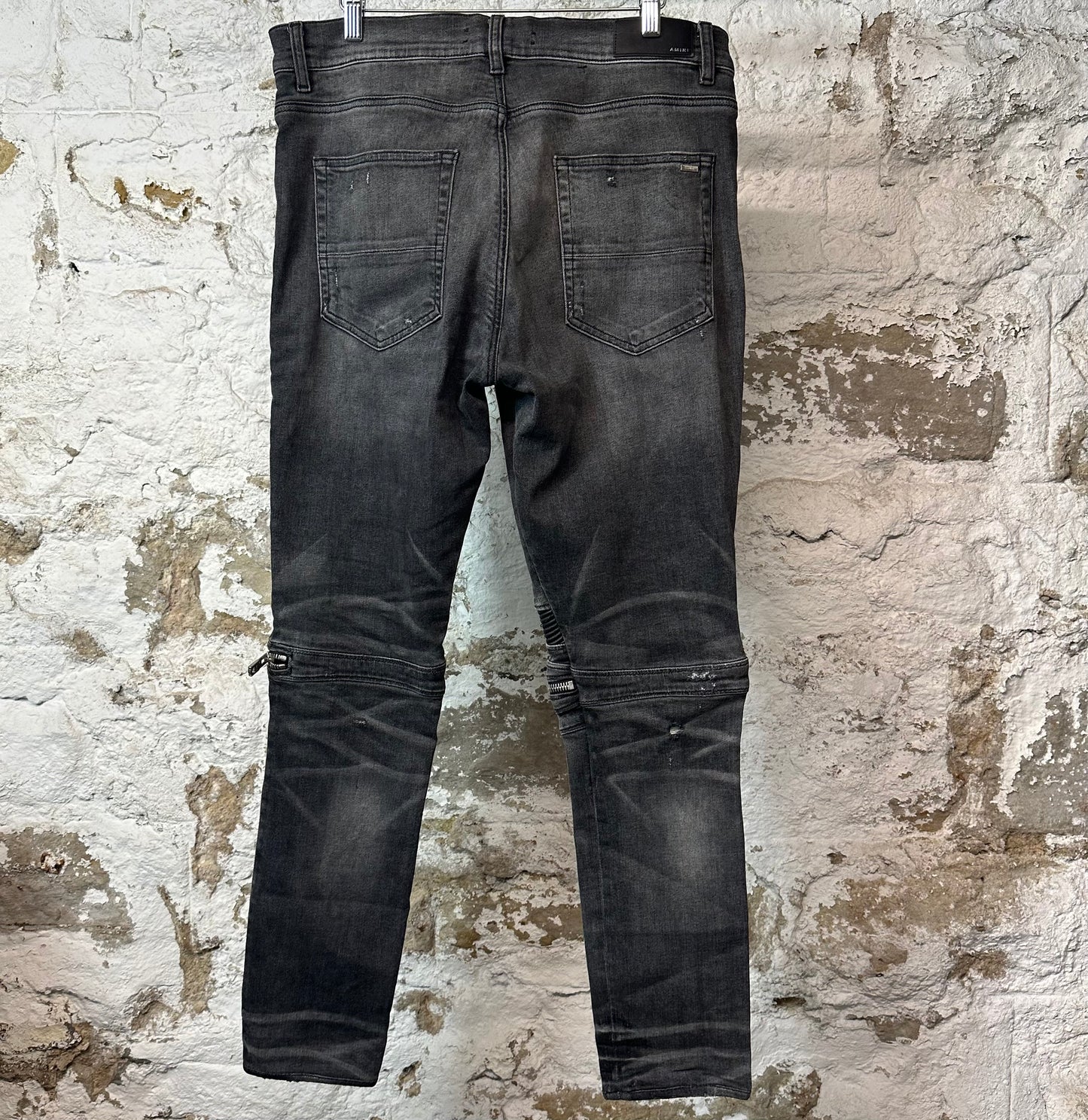 Amiri MX2 Black Patch Grey Denim Jeans Sz 36