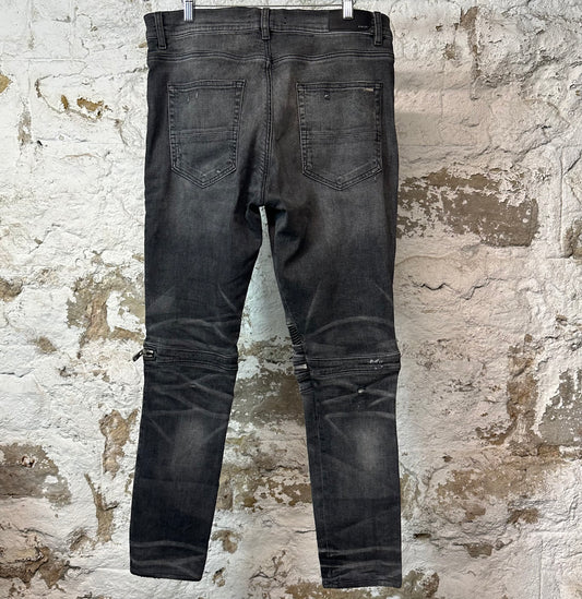 Amiri MX2 Black Patch Grey Denim Jeans Sz 36