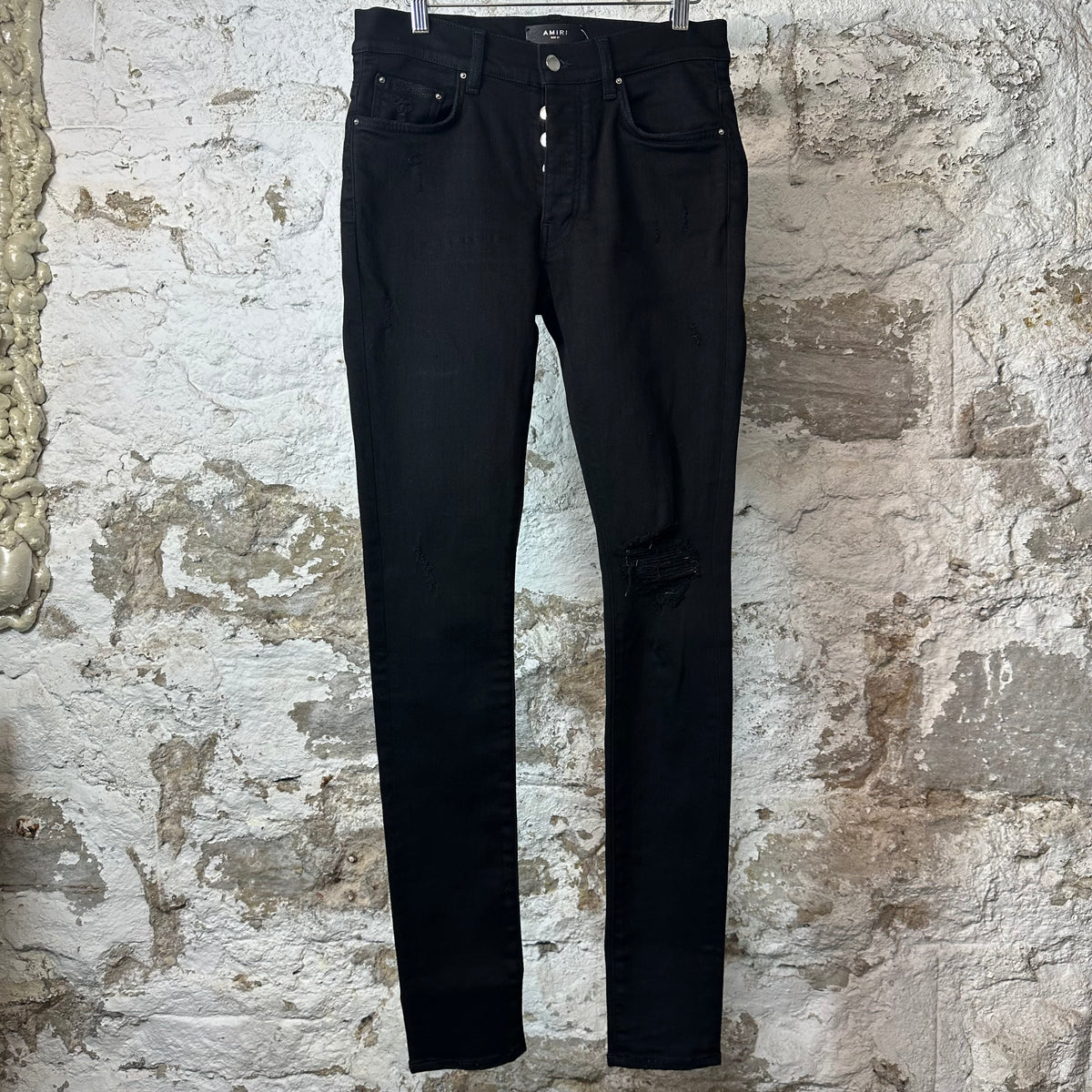 Amiri Knee Rip Black Denim Jeans Sz 31