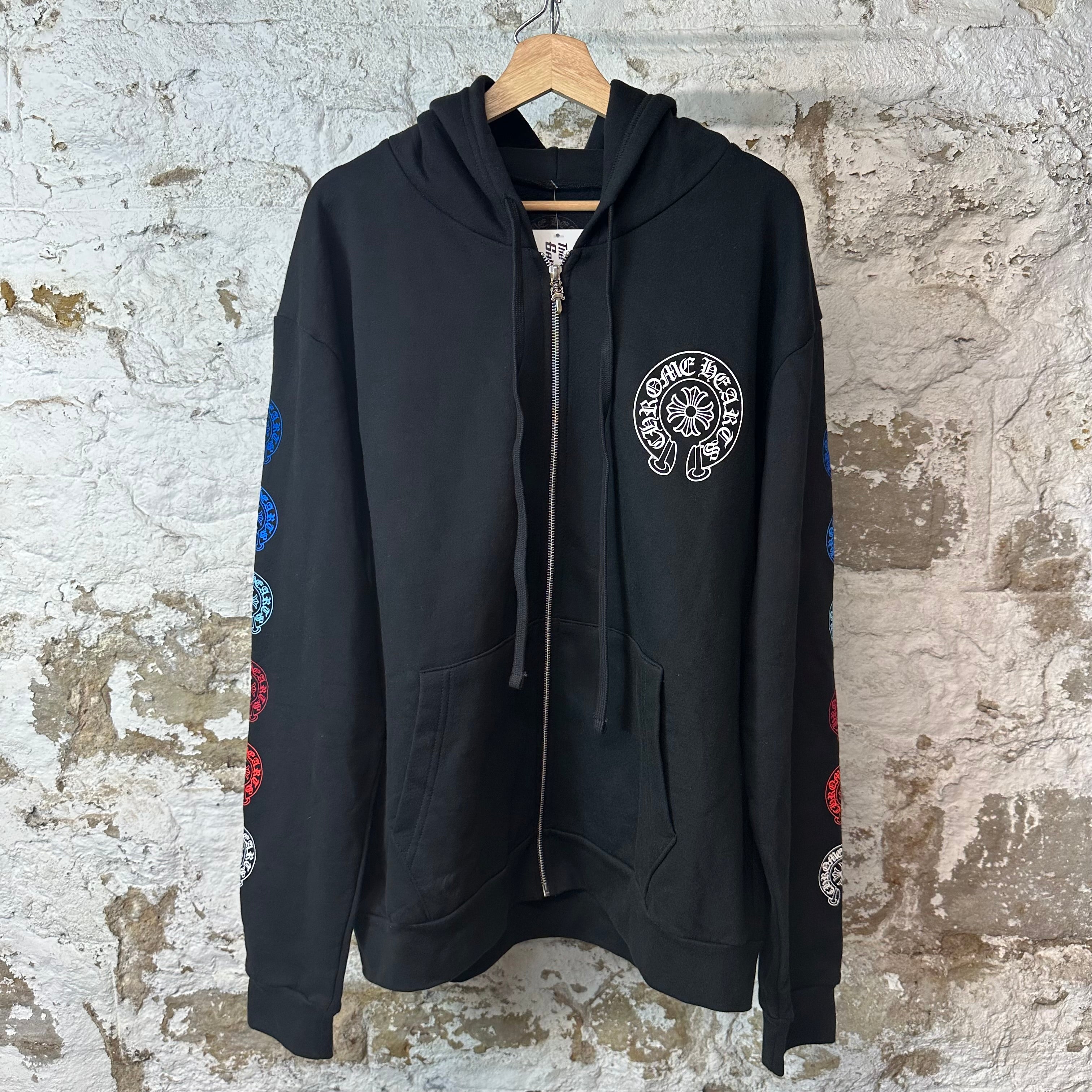 Chrome Hearts Multicolor Horseshoe Black Zip Up Hoodie Sz L