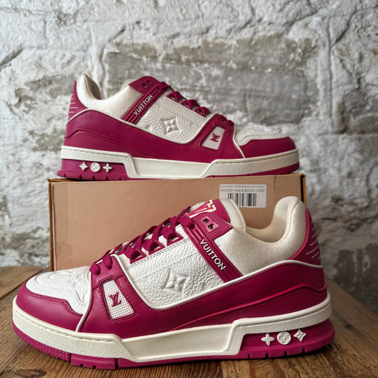 Louis Vuitton Pink White Monogram Trainer Sneaker Sz 8.5 (7LV)