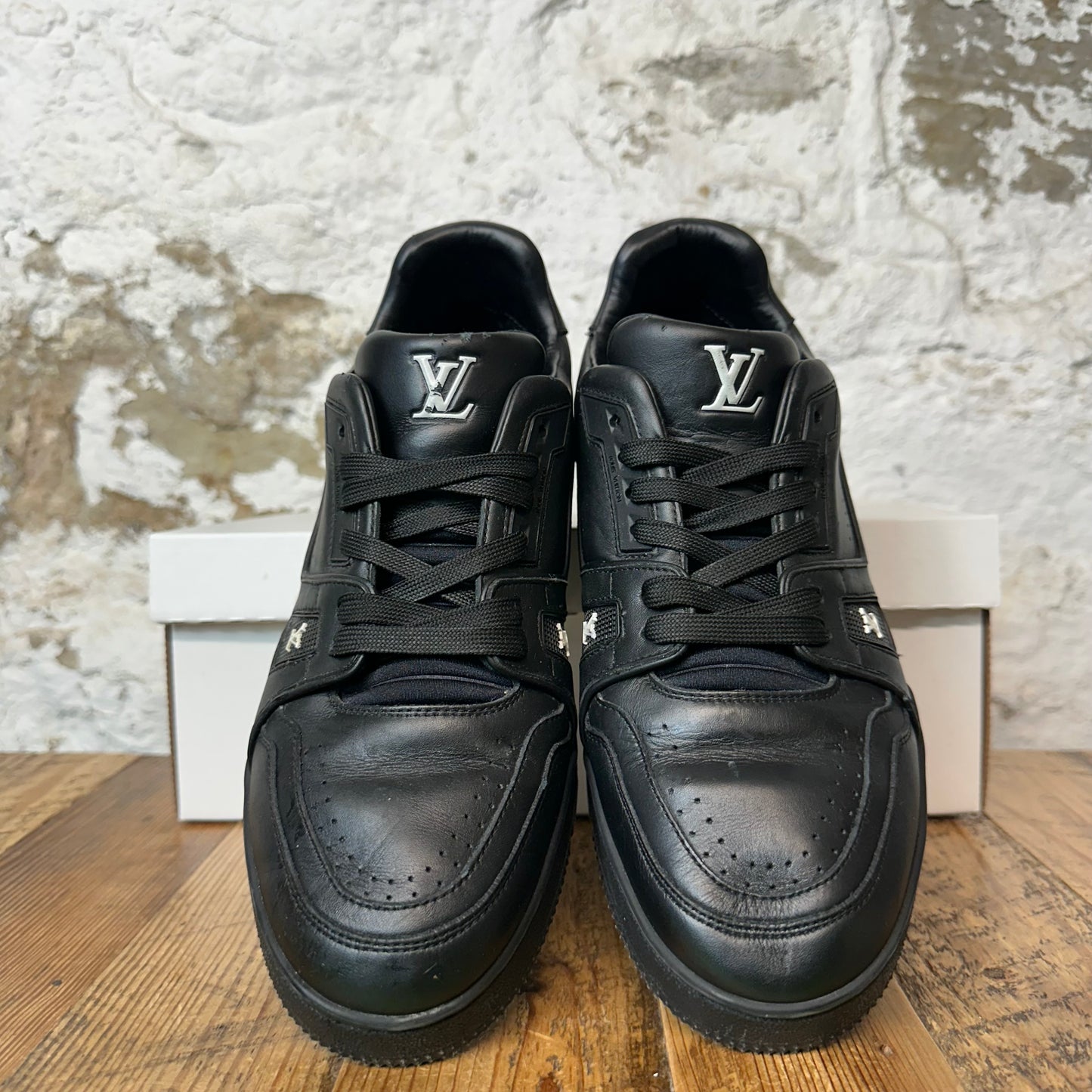 Louis Vuitton Triple Black Trainer Sneaker Sz 8.5 (7LV) No Box