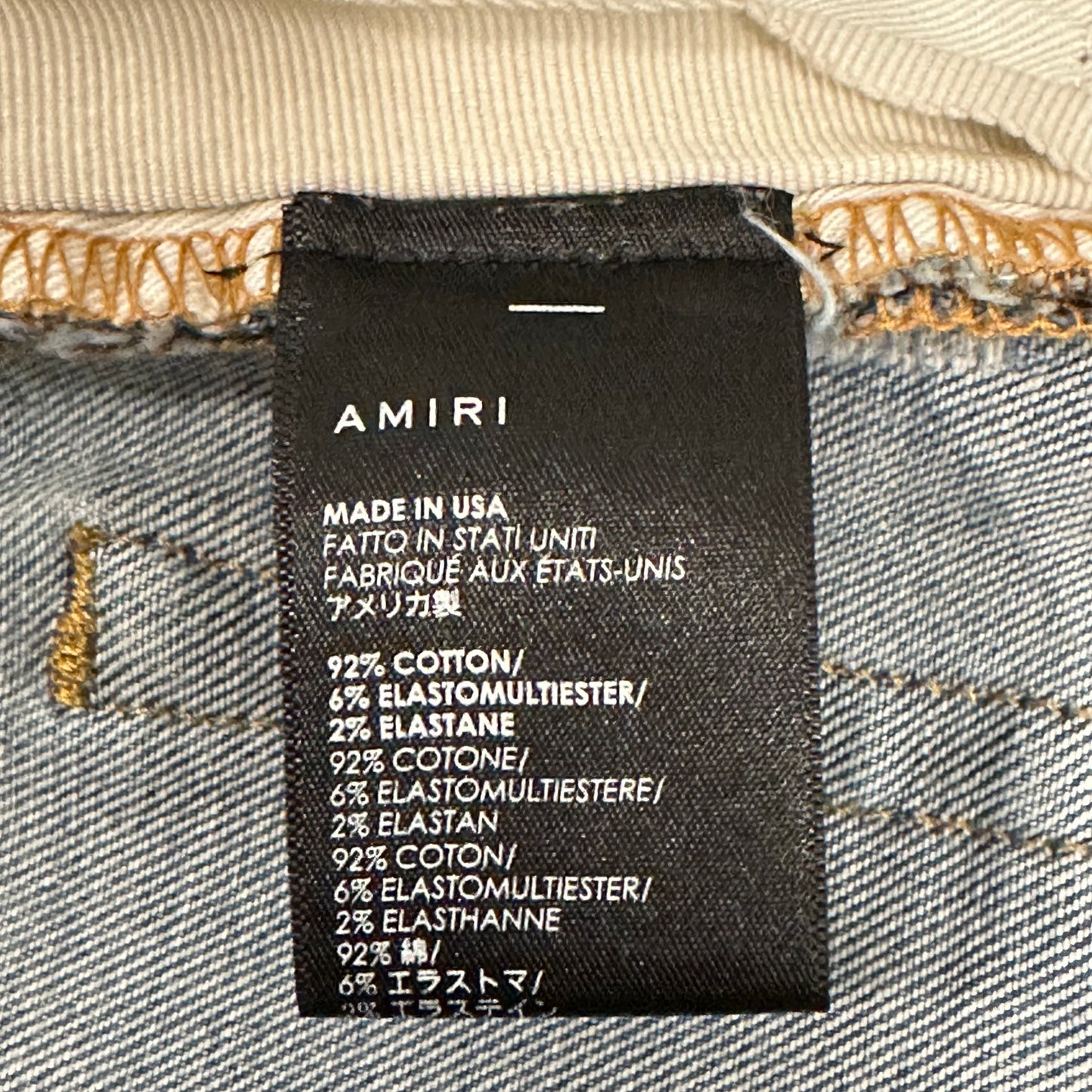 Amiri Biker Patches Blue Denim Jeans Sz 34