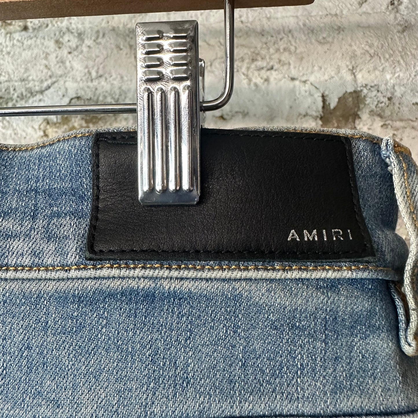 Amiri MX1 Camo Spell Blue Denim Jeans Sz 32