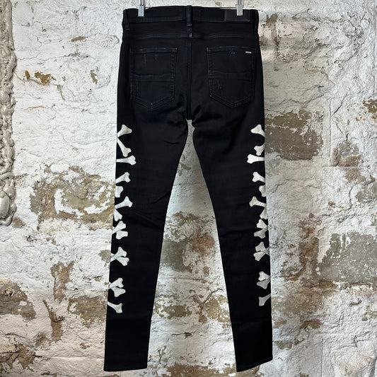 Amiri Silver Bones Black Denim Jeans Sz 32