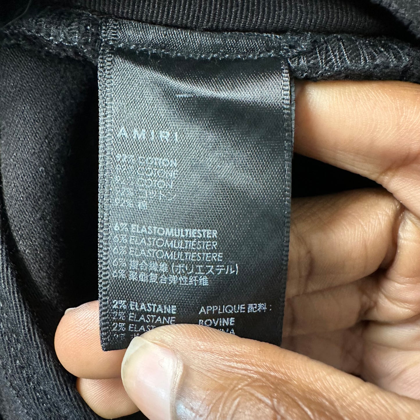 Amiri MX1 Black Leather Black Denim Jean Sz 32