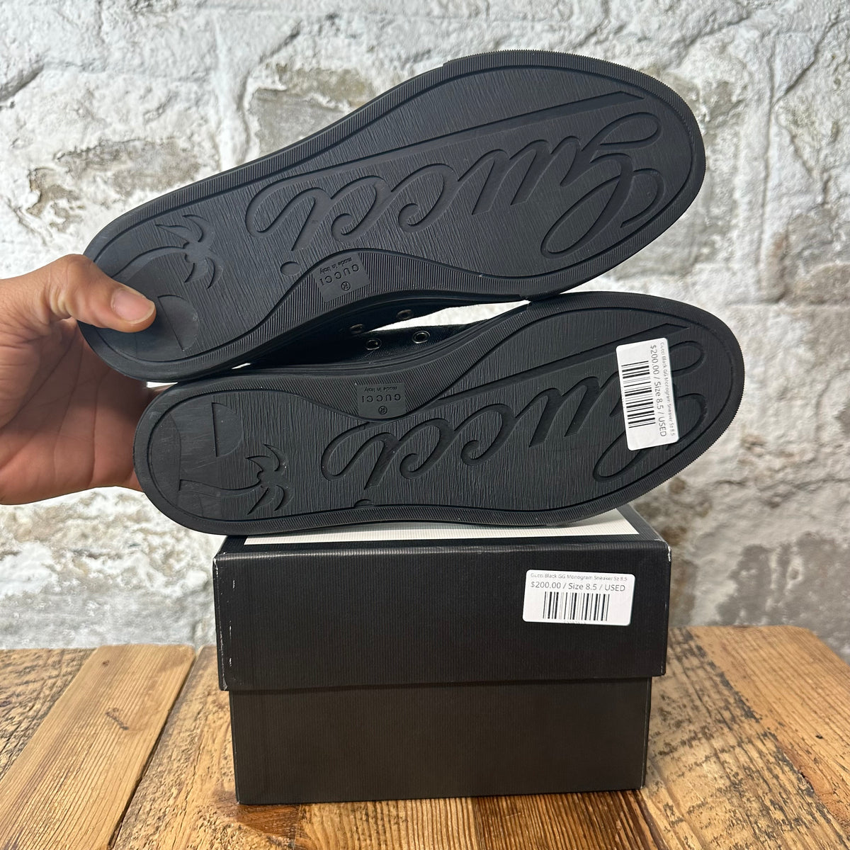 Gucci Black GG Monogram Sneaker Sz 8.5