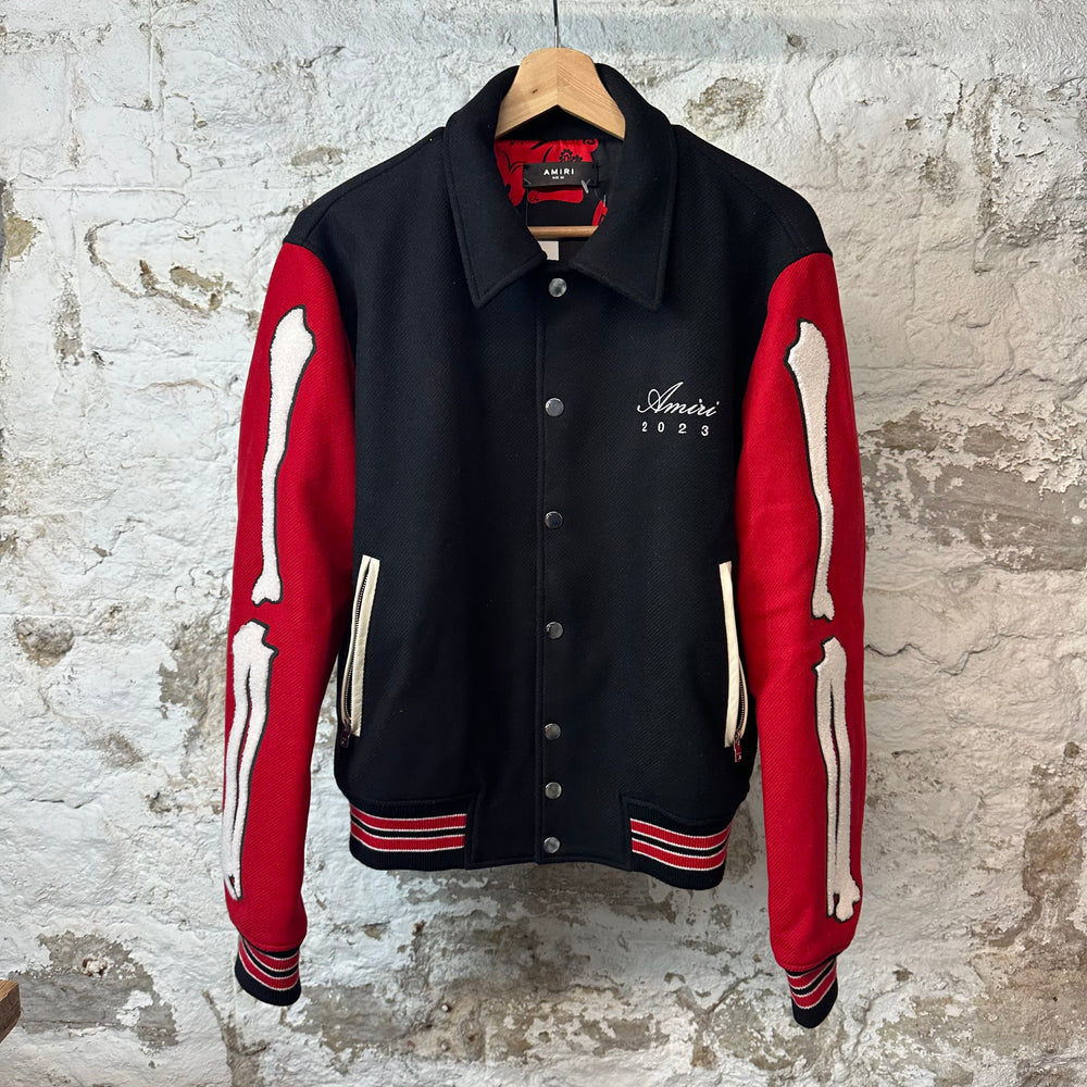 Amiri Lunar Year Bones Red Black Varsity Jacket Sz L (50)