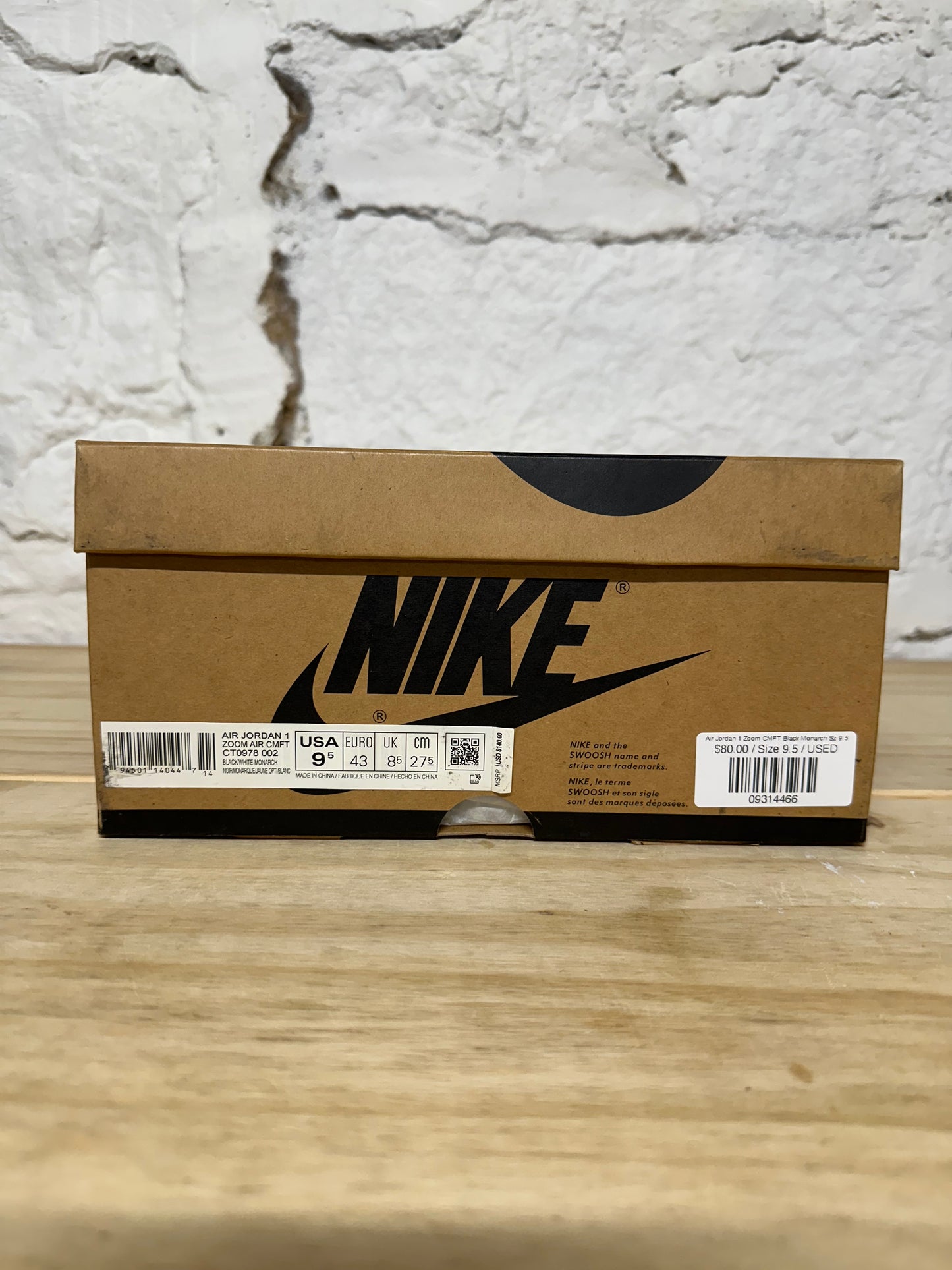 Air Jordan 1 High Zoom CMFT Black Monarch Sz 9.5