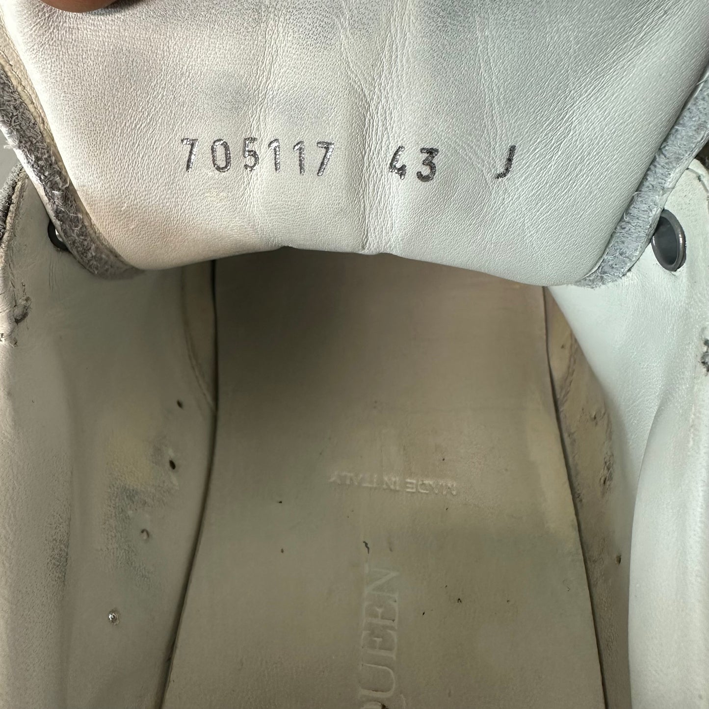 Alexander Mcqueen Gray Tab Nappa Joey White Sneaker Sz 10 (43)