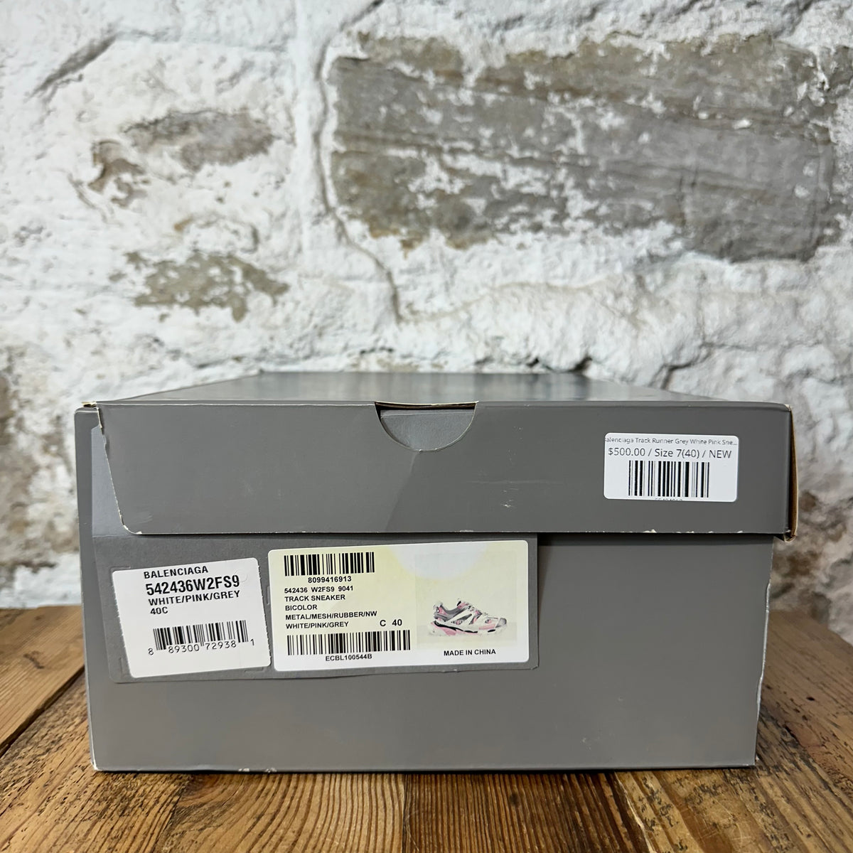 Balenciaga Track Runner Grey White Pink Sneaker Sz 7 (40) DS