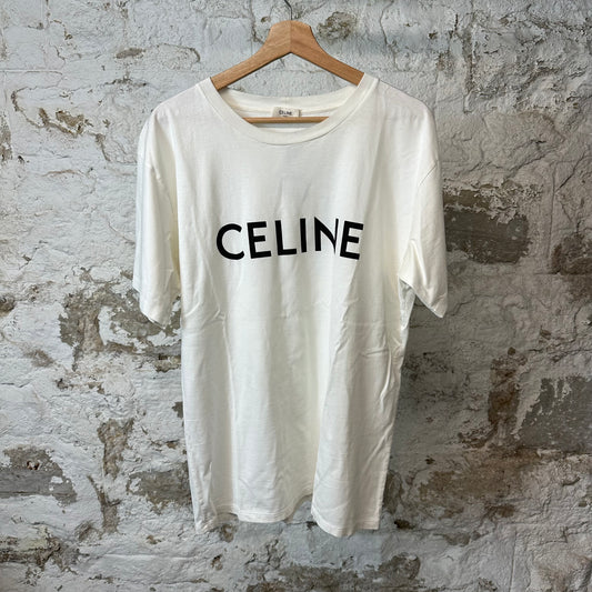 Celine Black Spellout T-shirt White Sz M