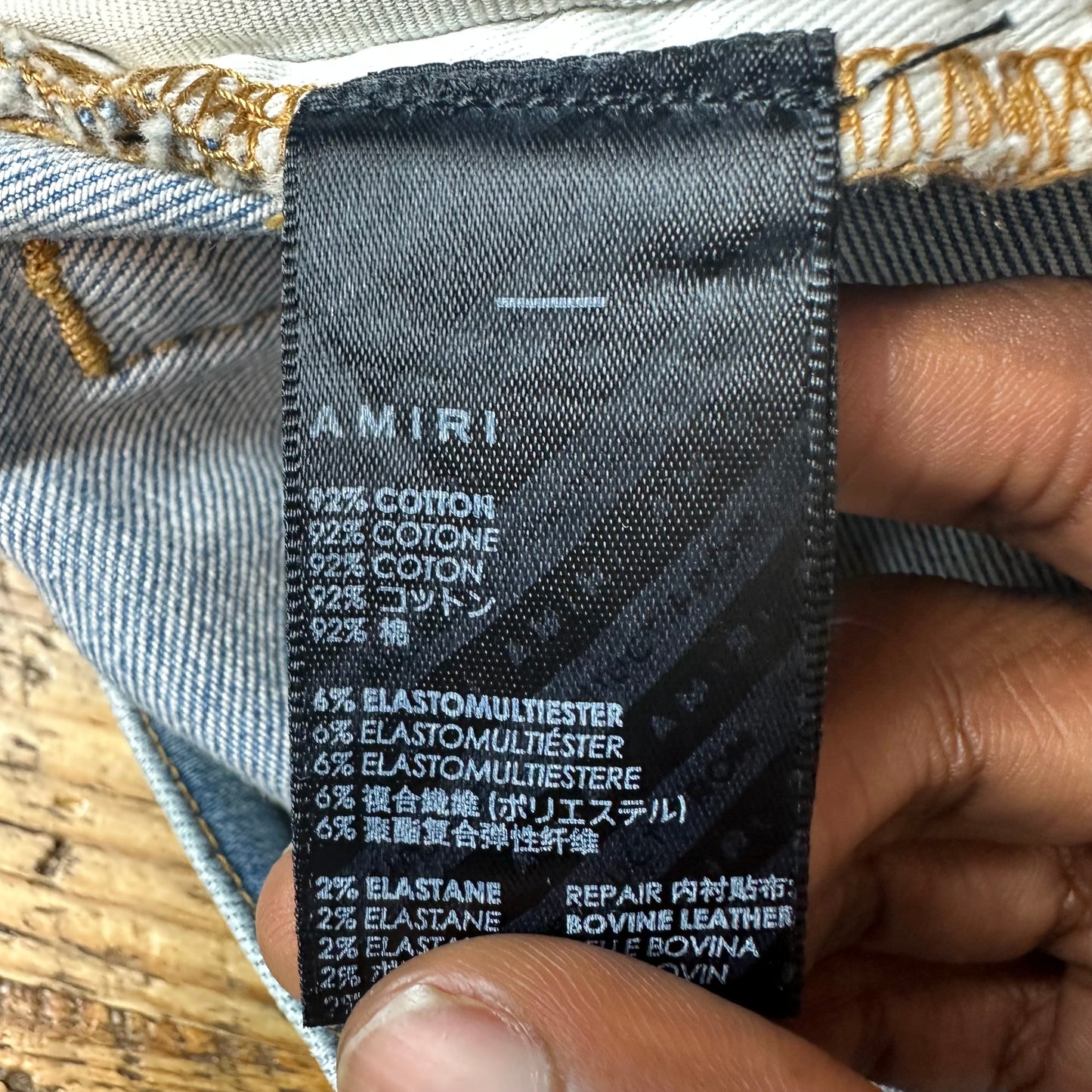 Amiri White Varsity 22 Patch Blue Denim Jeans Sz 31