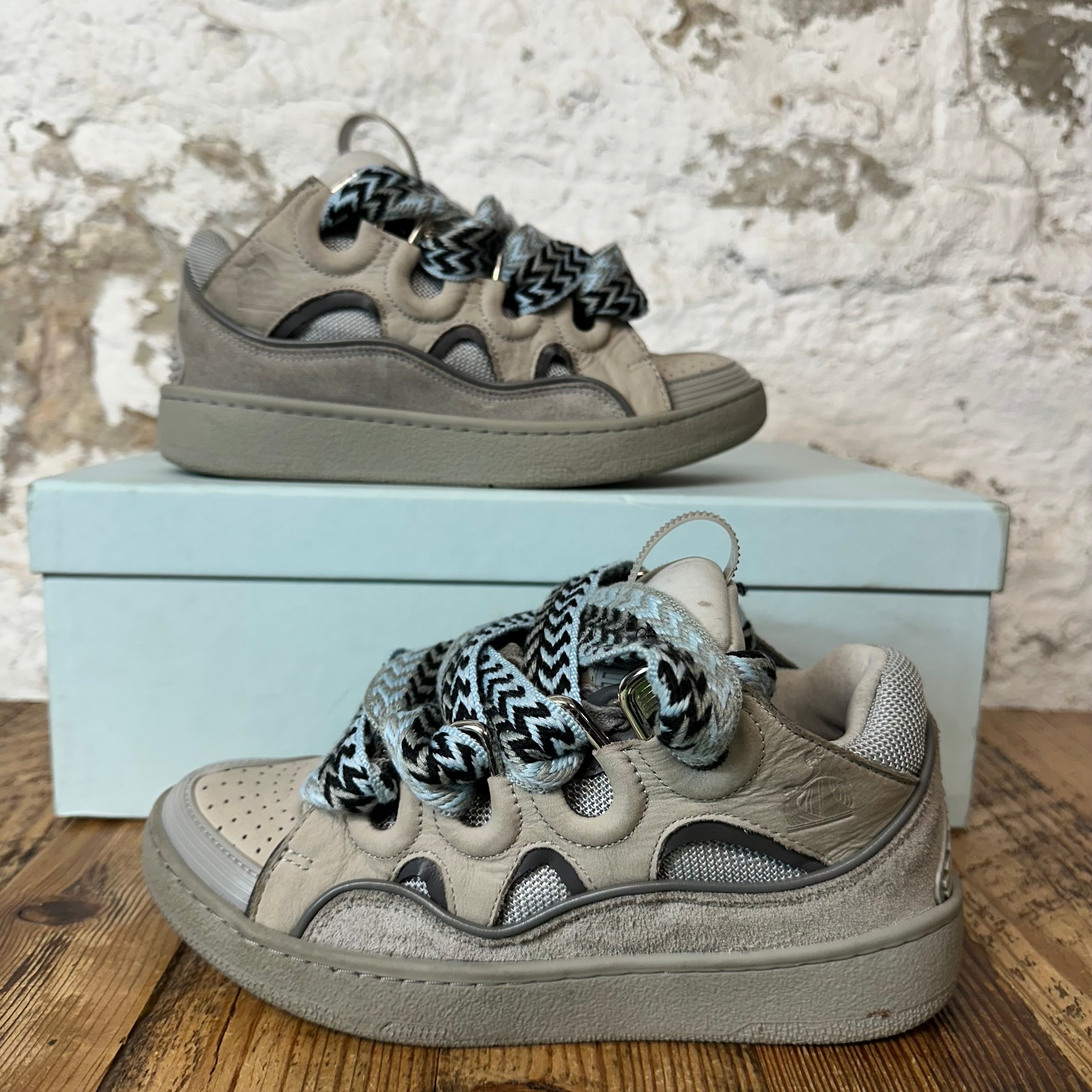 Lanvin Curb Blue Lace Grey Sneaker Sz 4.5 (36)