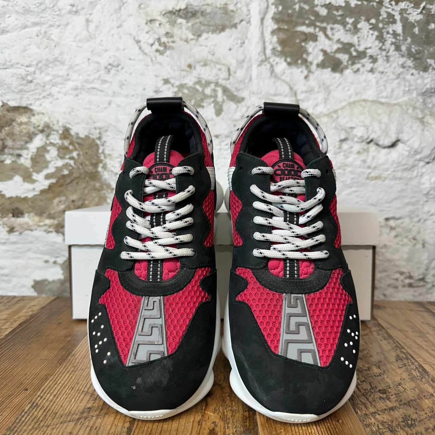 Versace Chain Reaction Black Pink White Sneaker Sz 6.5 (39) No Box