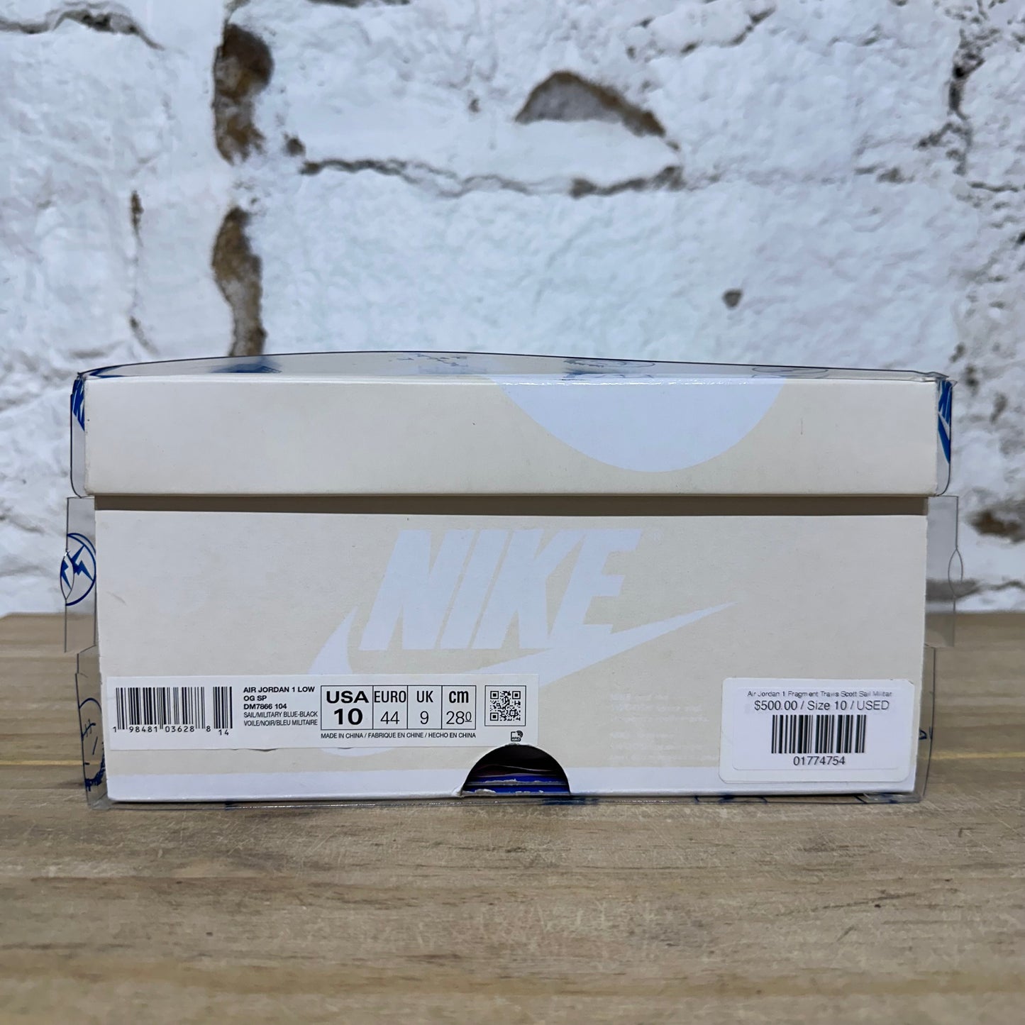 Air Jordan 1 Fragment Travis Scott Sail Military Blue Sz 10