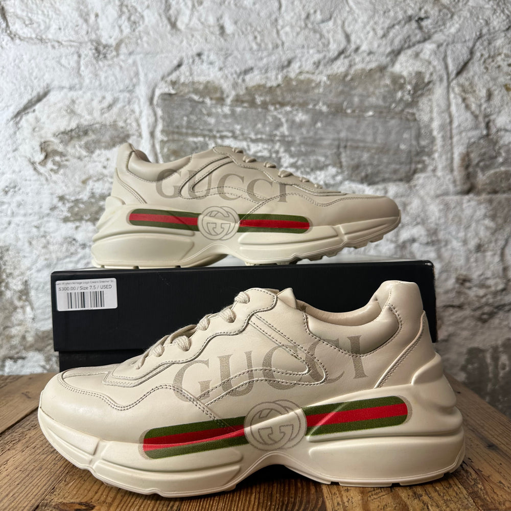 Gucci Rhyton Vintage Logo Cream Sneaker Sz 7.5