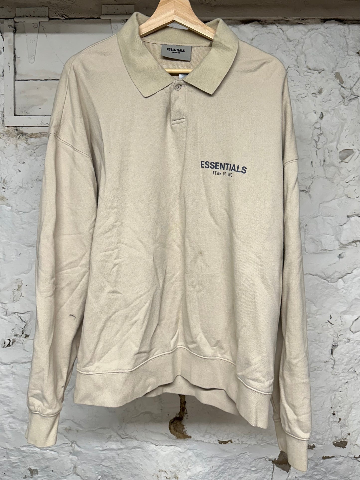 Fear of God Essentials Tan Collared Sweatshirt Sz L