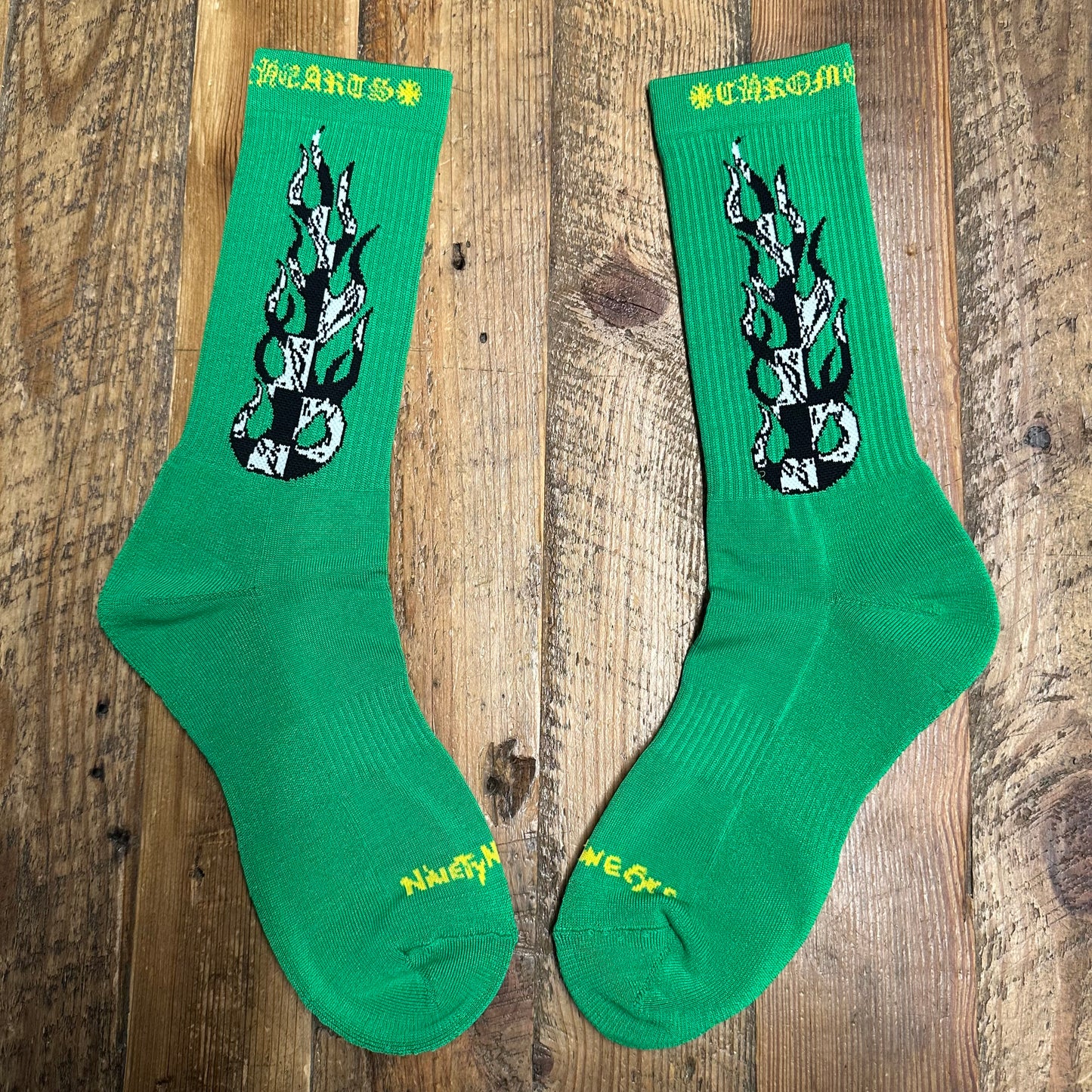 Chrome Hearts Matty Boy Green Flame Socks DS