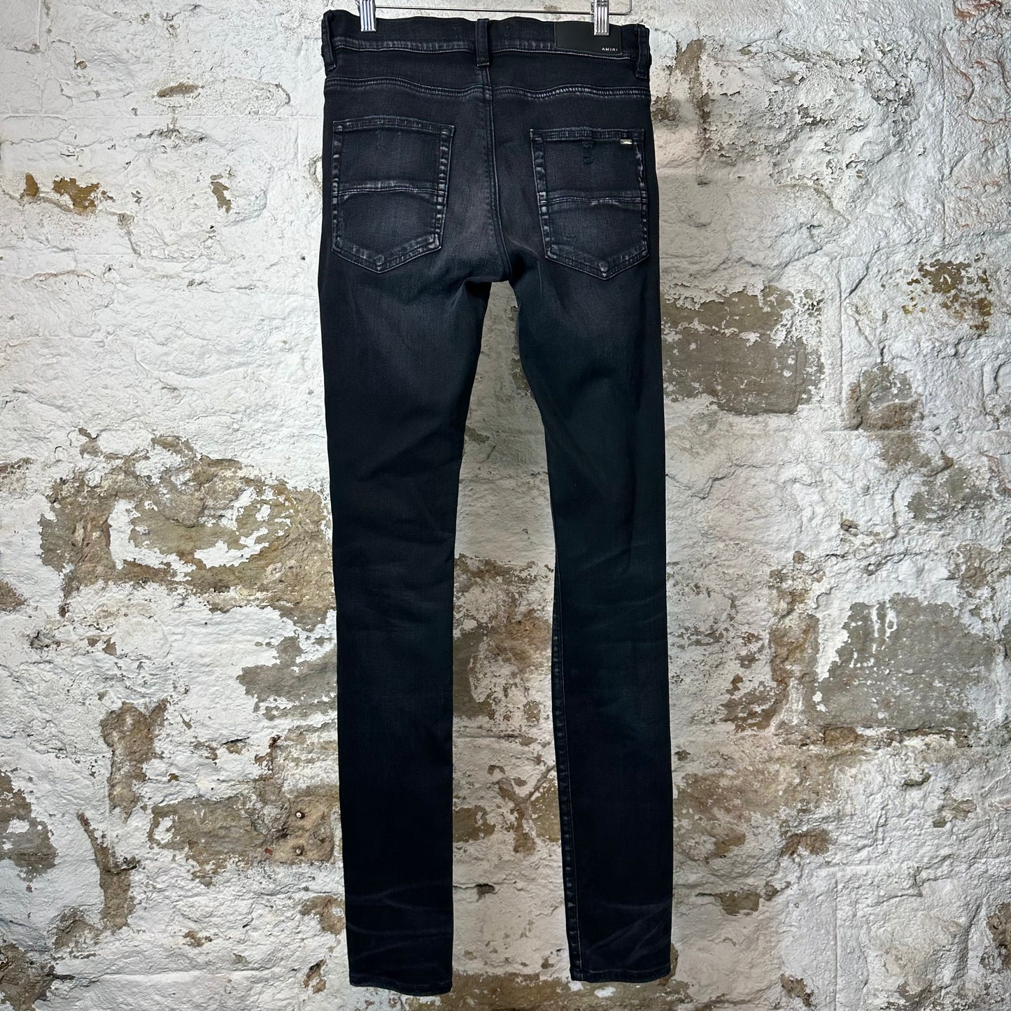 Amiri Plain Faded Black DIstressed Denim Jeans Sz 30