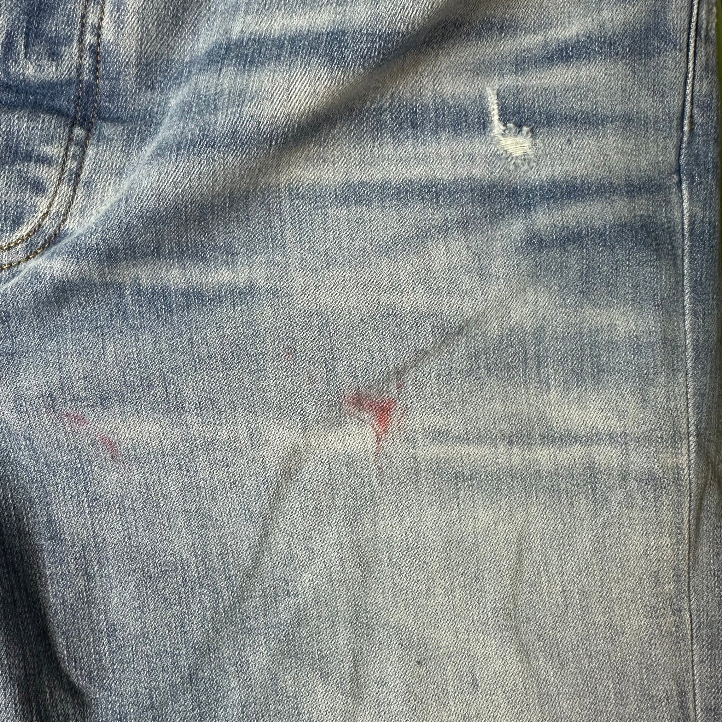 Amiri Plain Blue Perfect Indigo Denim Jeans Sz 38 (Stained)