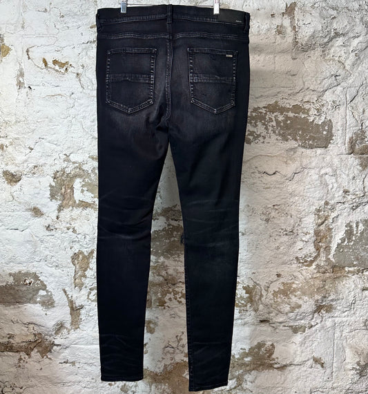 Amiri MX1 Mutlicolor Black Paisley Black Denim Jeans Sz 38