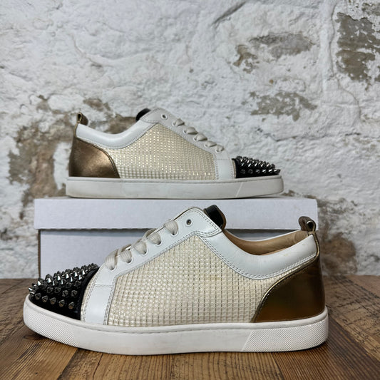 Christian Louboutin Gold Cream Black Spike Sneaker Sz 11 (44)