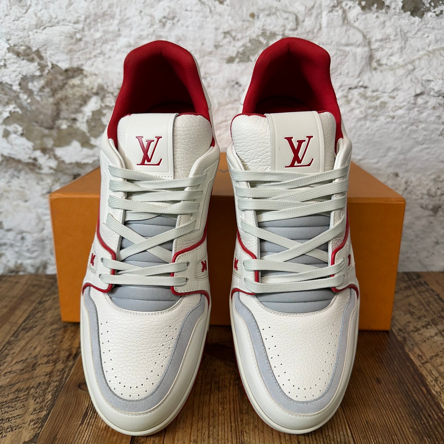 Louis Vuitton White Red Gray Trainer Sz 11.5 (10LV)