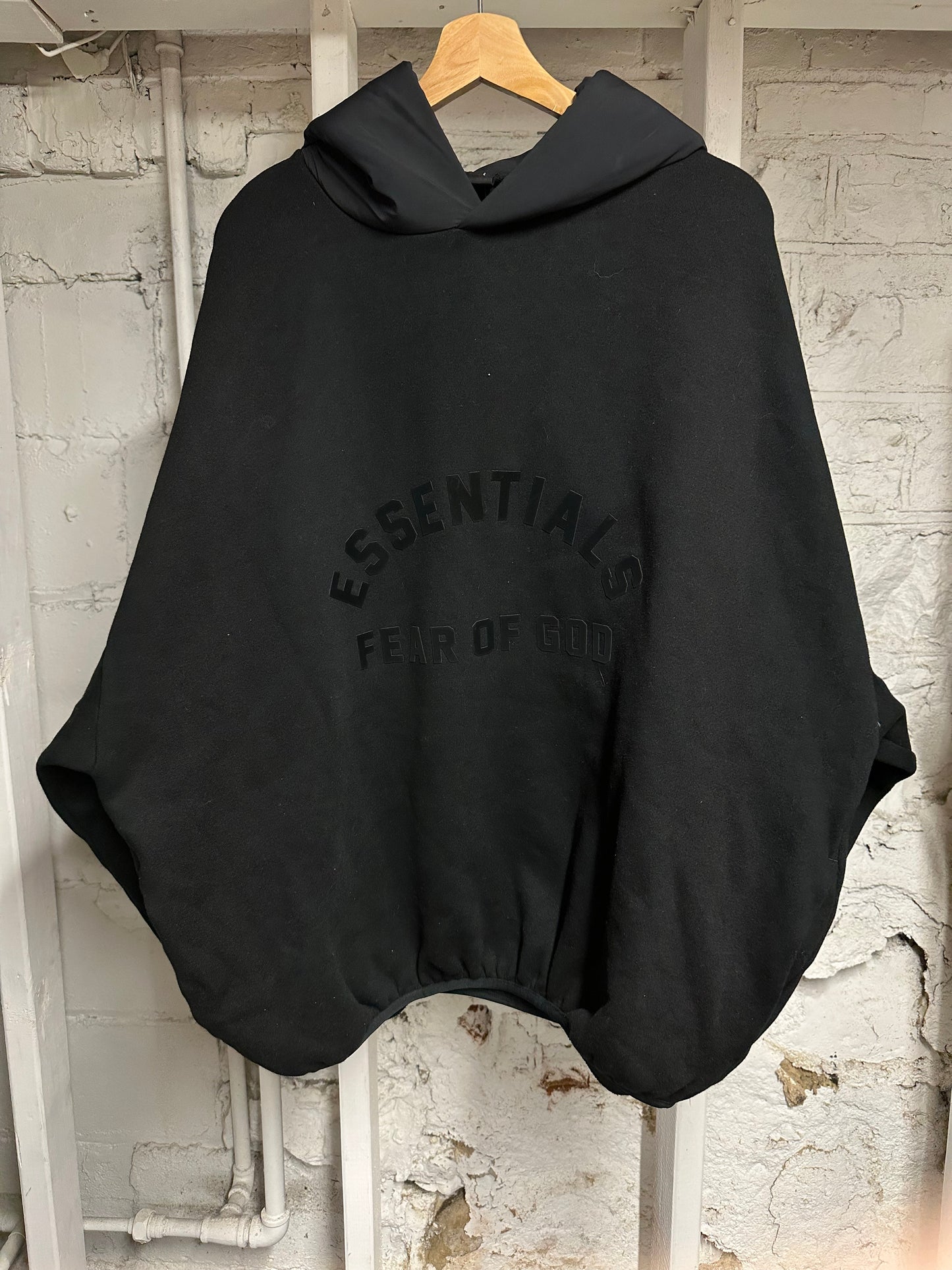 Fear of God Essentials Nylon Hood Black Hoodie Sz L