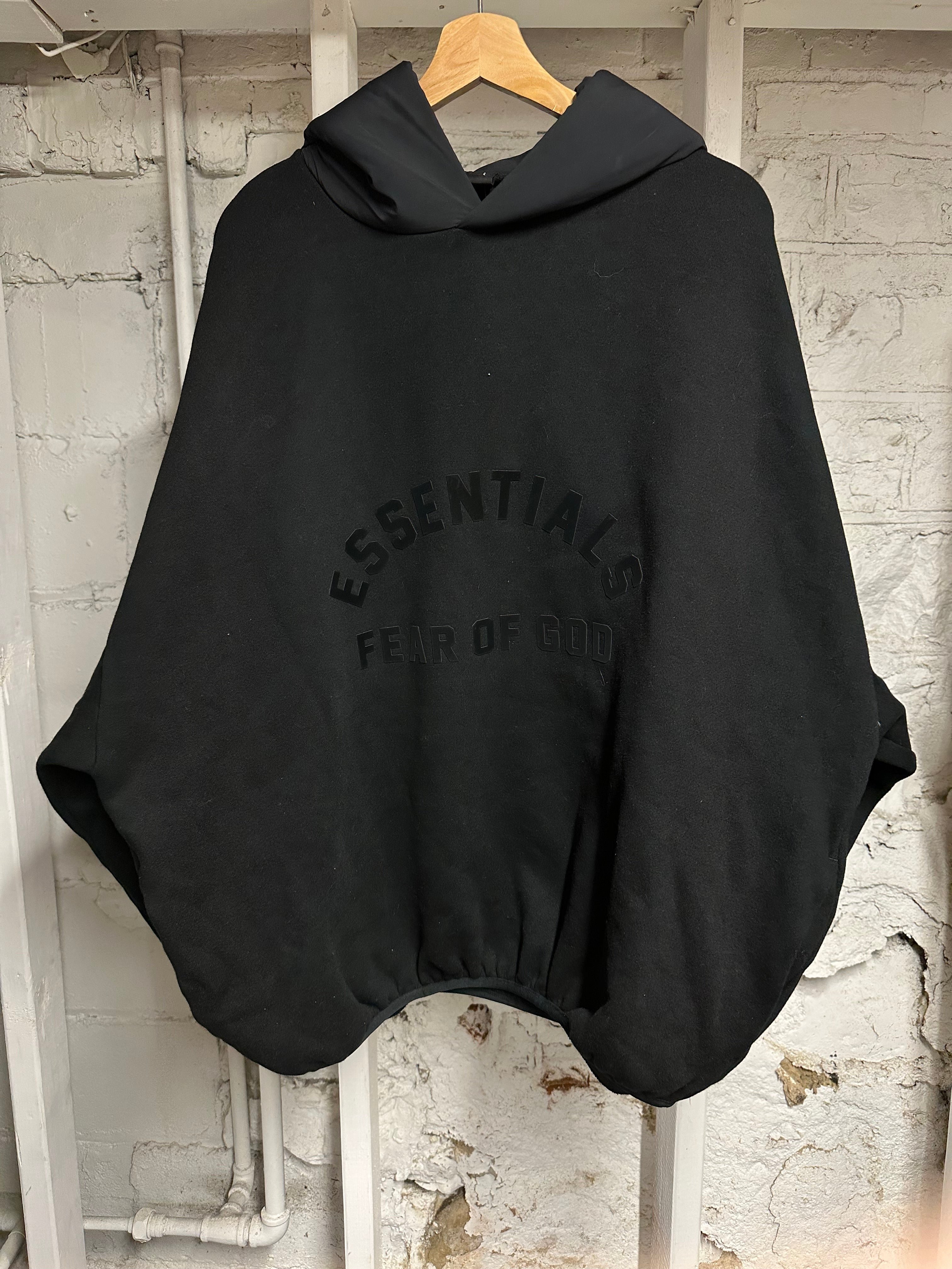 Fear of God Essentials Nylon Hood Black Hoodie Sz L