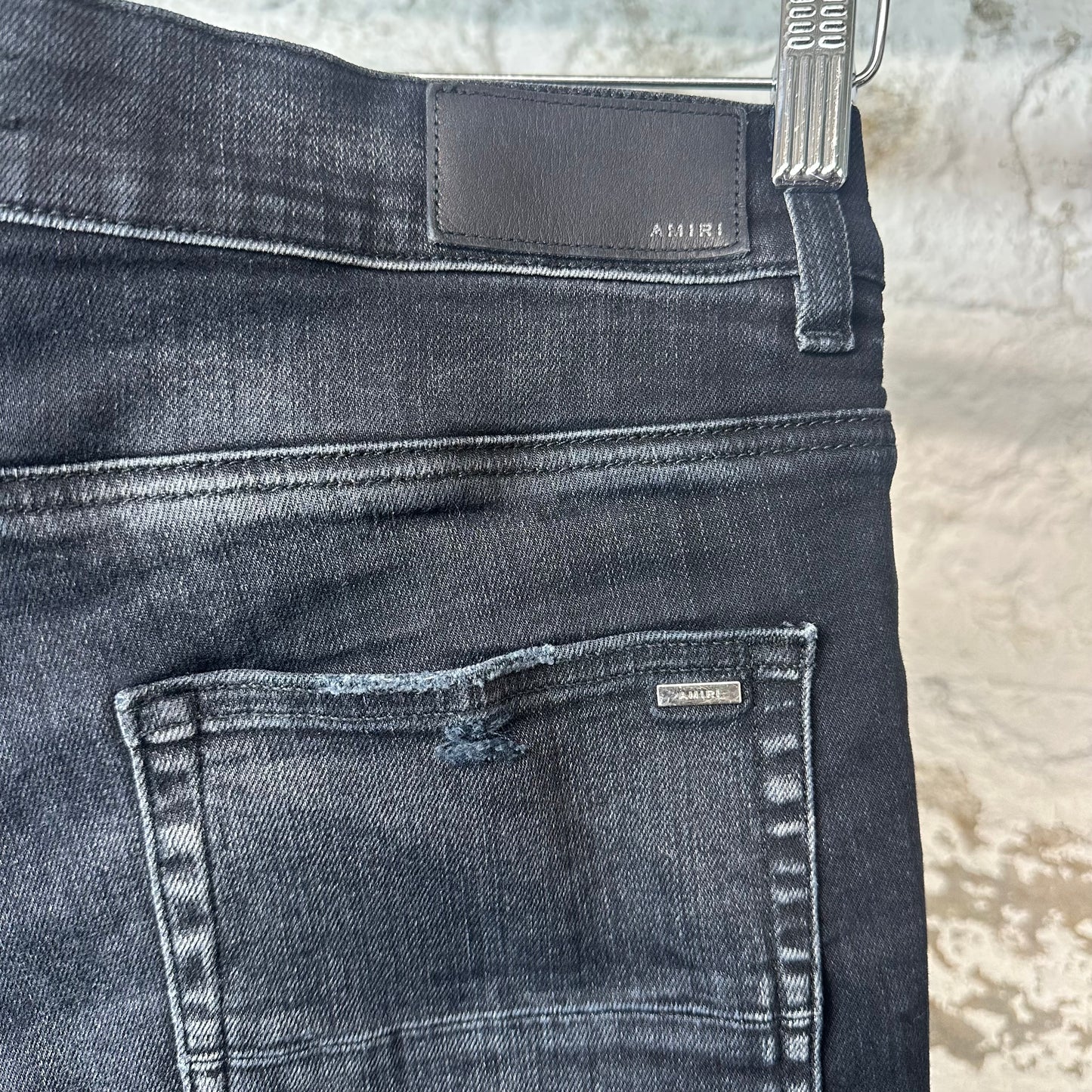 Amiri MX1 Grey Paisley Black Denim Jeans Sz 34