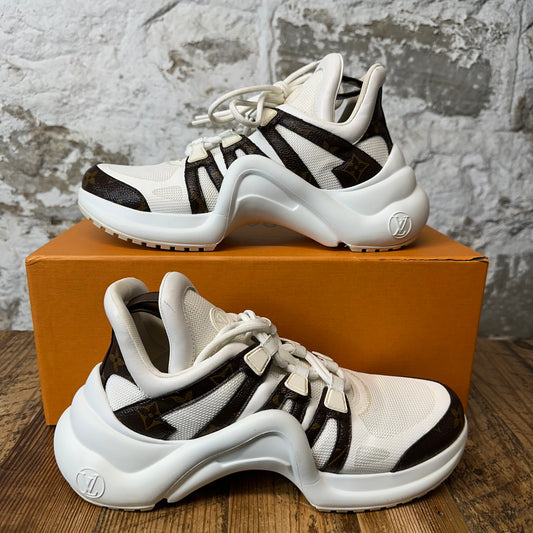 Louis Vuitton Brown Monogram White Archlight Sneaker Sz 7 (40)