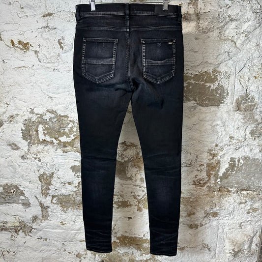 Amiri MX1 Camo Patch Black Denim Jeans Sz 32